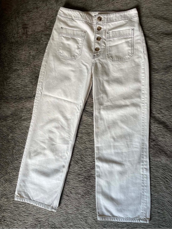 Reformation Denim - Reformation Eloise High-Rise Wide Leg Button-Fly White Straight Jeans